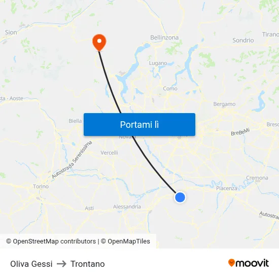 Oliva Gessi to Trontano map