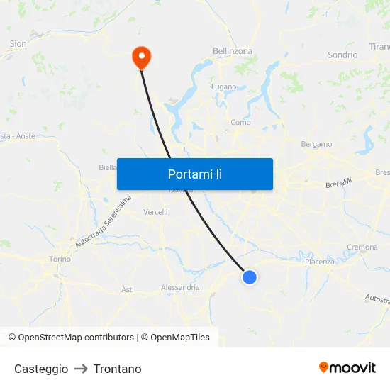 Casteggio to Trontano map