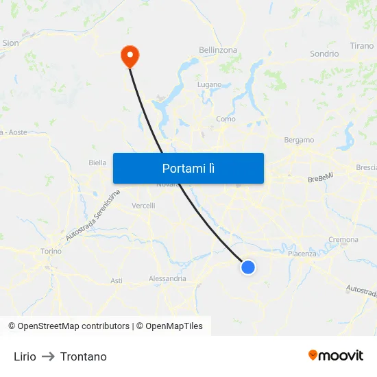 Lirio to Trontano map