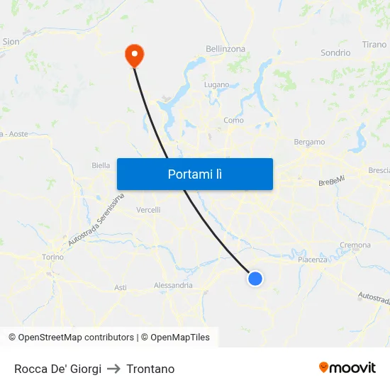 Rocca De' Giorgi to Trontano map