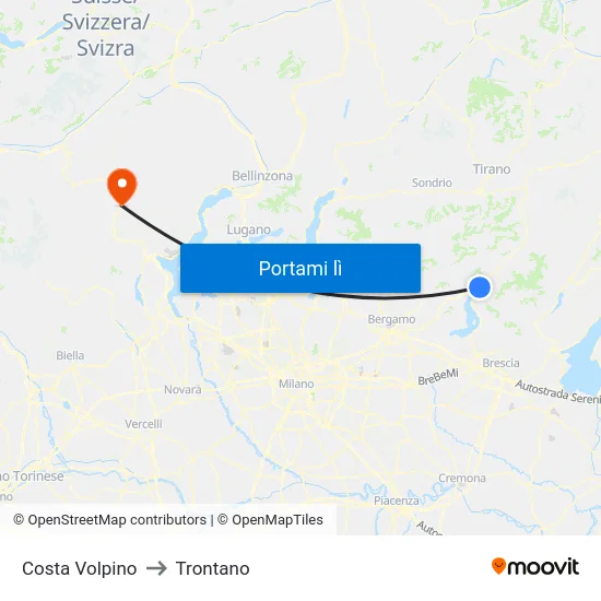 Costa Volpino to Trontano map