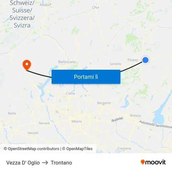 Vezza D' Oglio to Trontano map