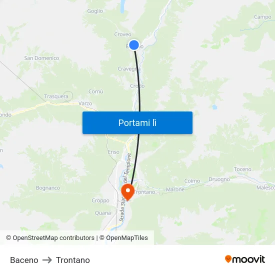 Baceno to Trontano map