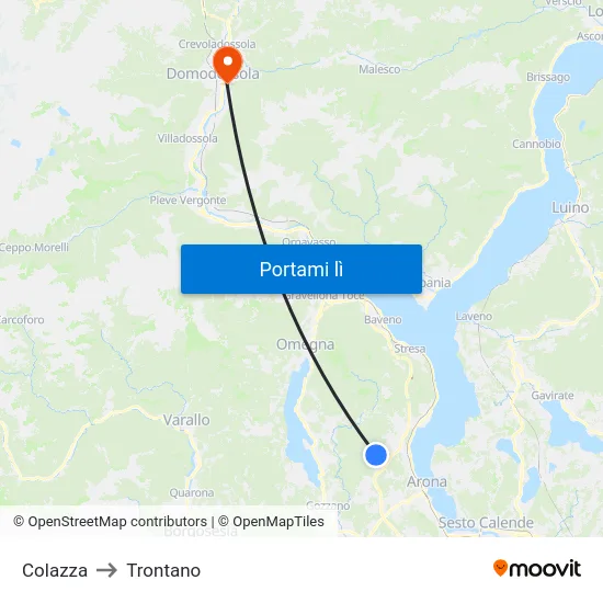 Colazza to Trontano map