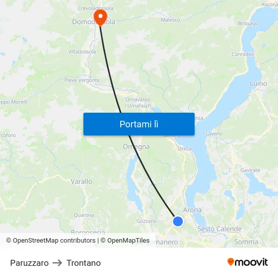 Paruzzaro to Trontano map