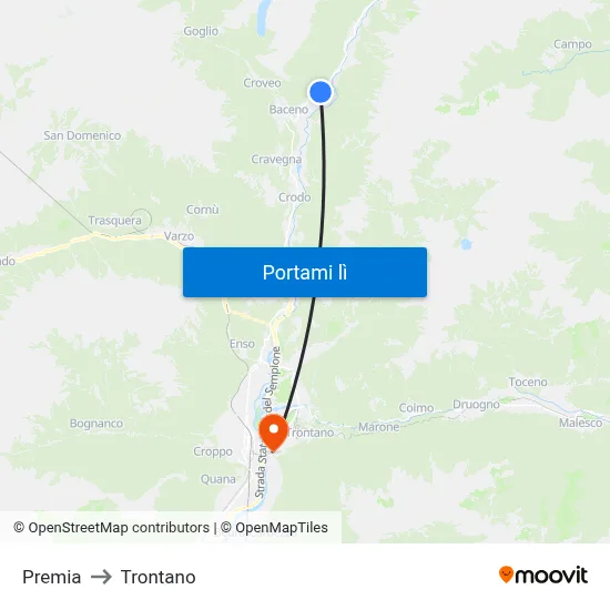 Premia to Trontano map