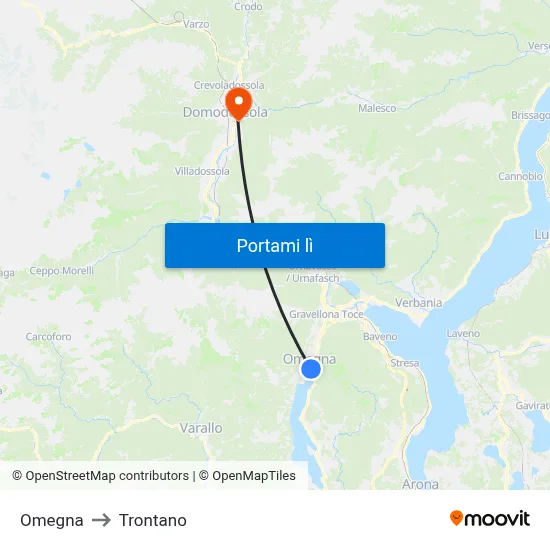 Omegna to Trontano map