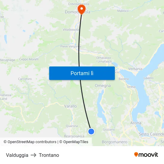 Valduggia to Trontano map