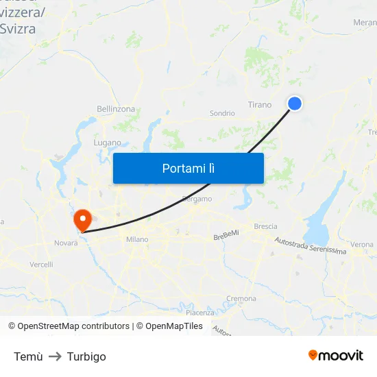 Temù to Turbigo map