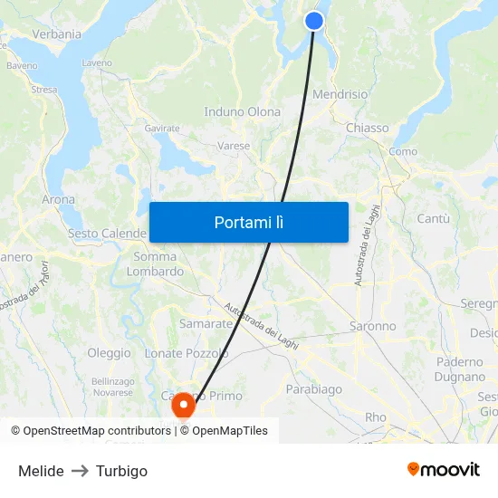 Melide to Turbigo map