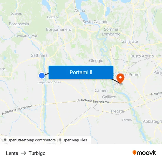 Lenta to Turbigo map