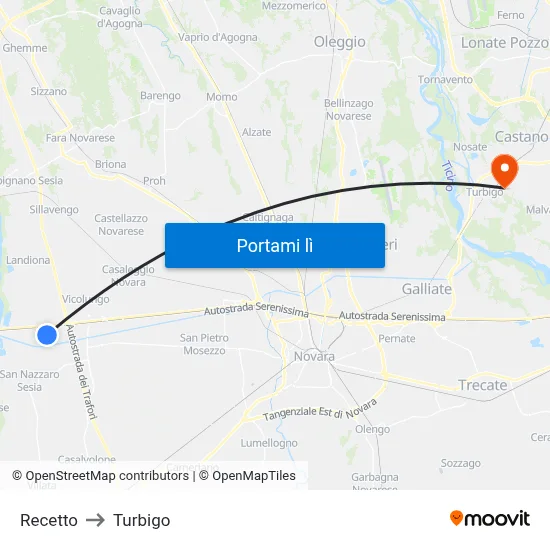 Recetto to Turbigo map