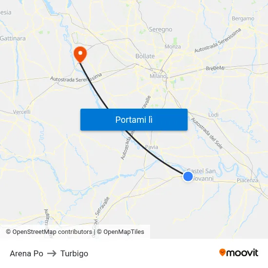 Arena Po to Turbigo map