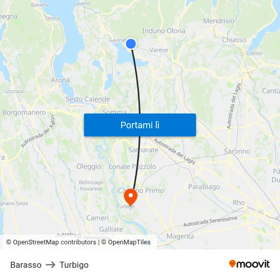 Barasso to Turbigo map