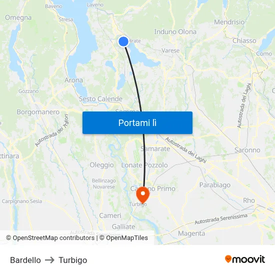 Bardello to Turbigo map
