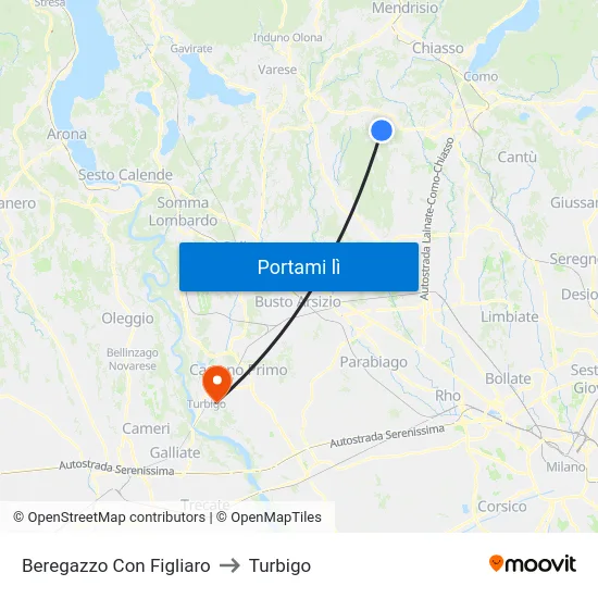 Beregazzo Con Figliaro to Turbigo map