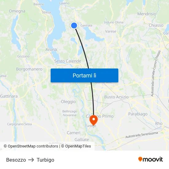 Besozzo to Turbigo map