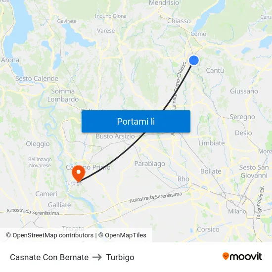 Casnate Con Bernate to Turbigo map