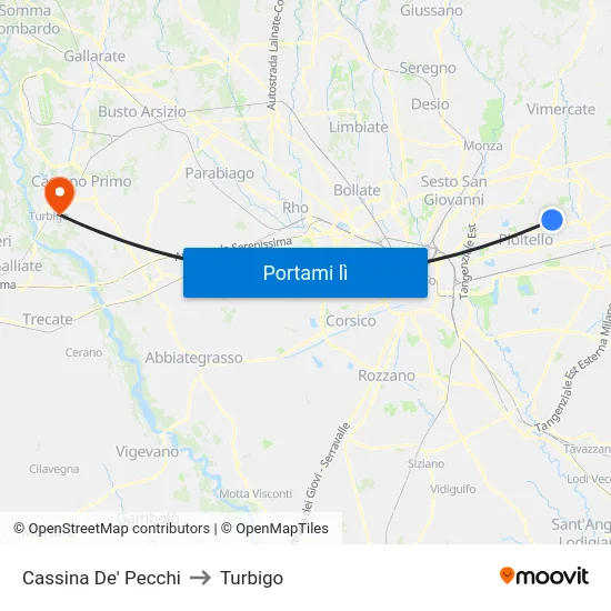 Cassina De' Pecchi to Turbigo map