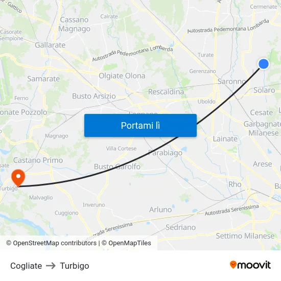 Cogliate to Turbigo map