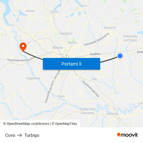 Covo to Turbigo map
