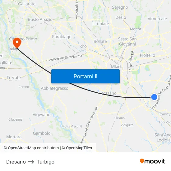 Dresano to Turbigo map