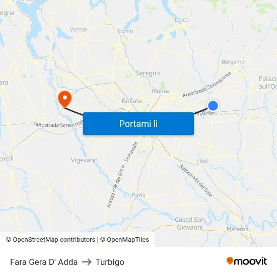 Fara Gera D' Adda to Turbigo map