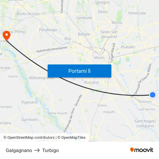 Galgagnano to Turbigo map