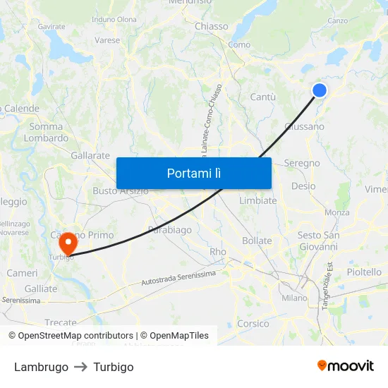Lambrugo to Turbigo map