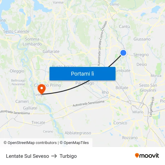 Lentate Sul Seveso to Turbigo map