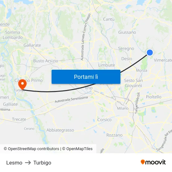 Lesmo to Turbigo map