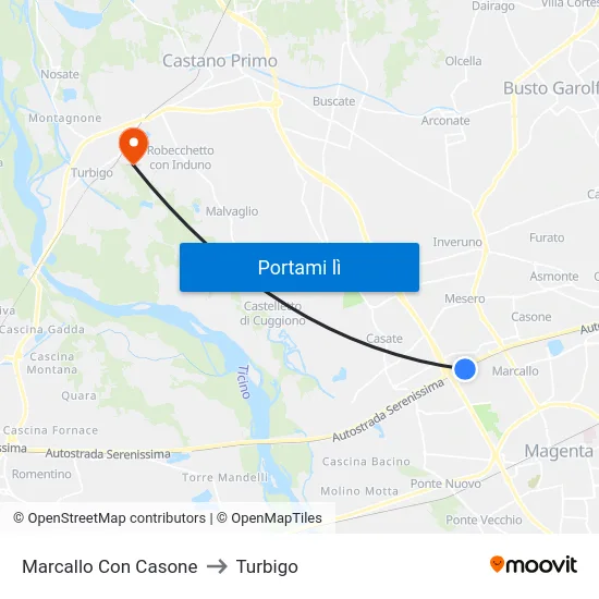 Marcallo Con Casone to Turbigo map