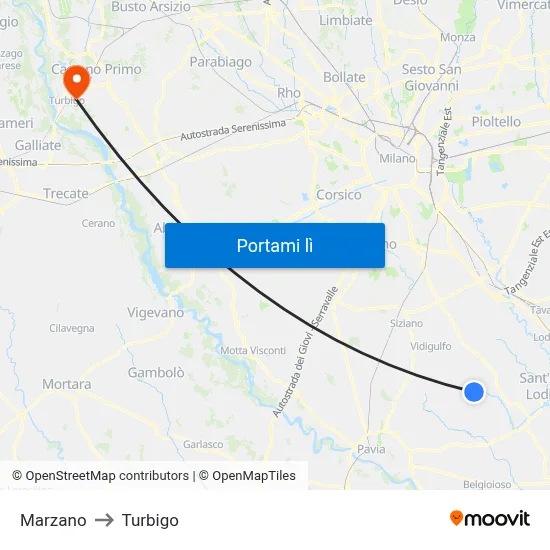 Marzano to Turbigo map