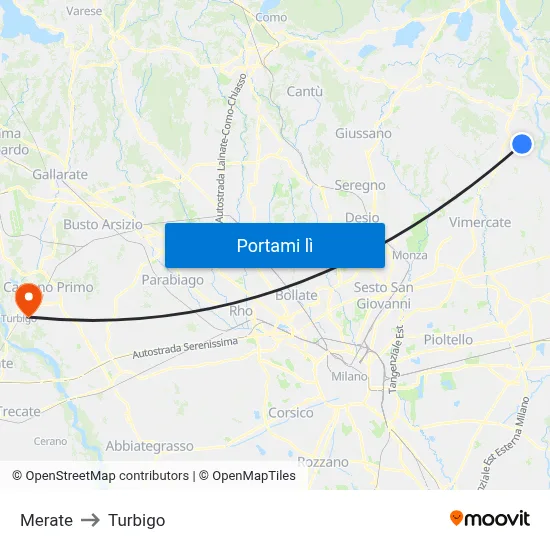 Merate to Turbigo map