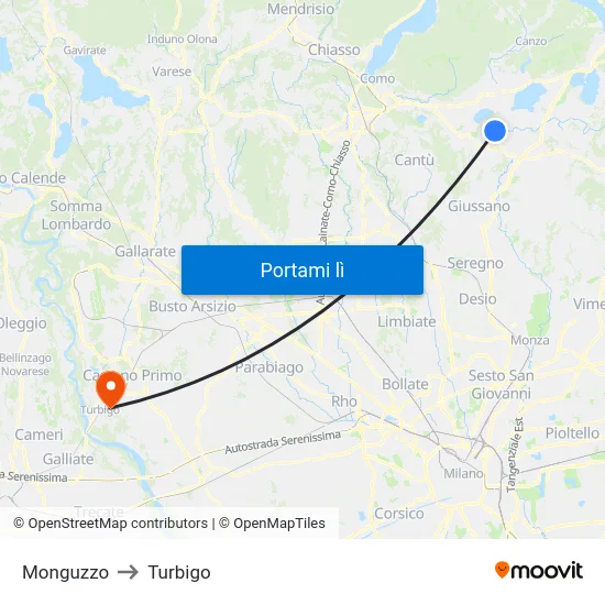 Monguzzo to Turbigo map