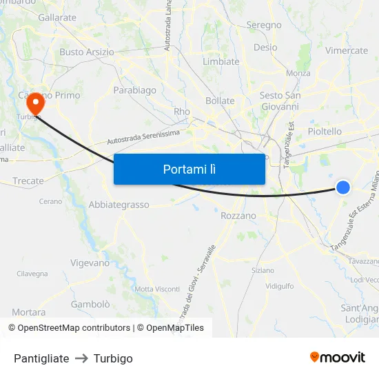Pantigliate to Turbigo map