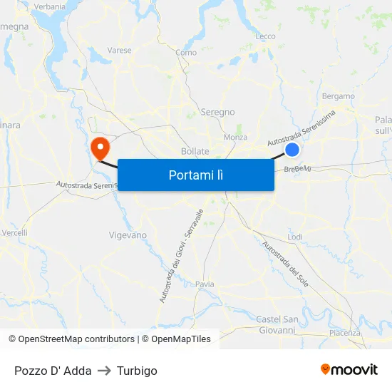 Pozzo D' Adda to Turbigo map