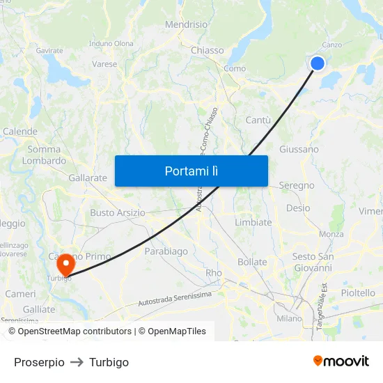 Proserpio to Turbigo map
