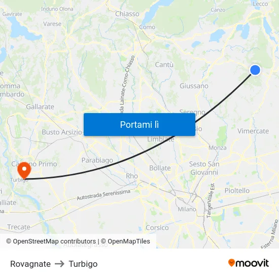 Rovagnate to Turbigo map