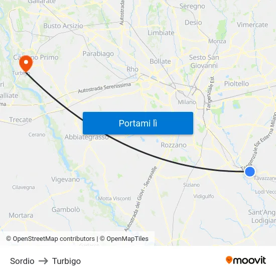 Sordio to Turbigo map