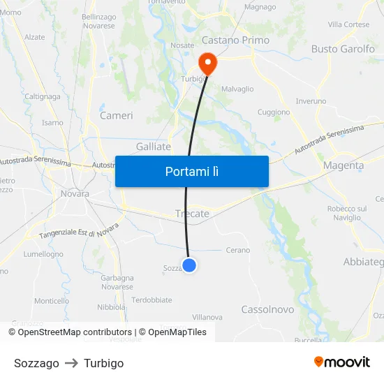 Sozzago to Turbigo map