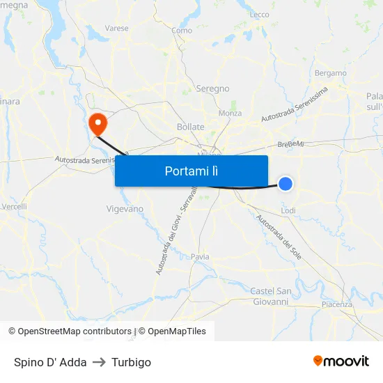 Spino D' Adda to Turbigo map