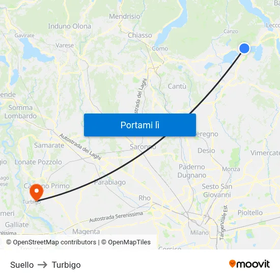 Suello to Turbigo map