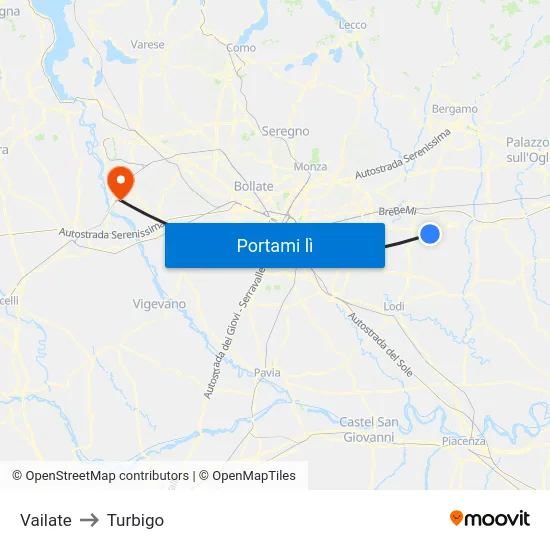 Vailate to Turbigo map