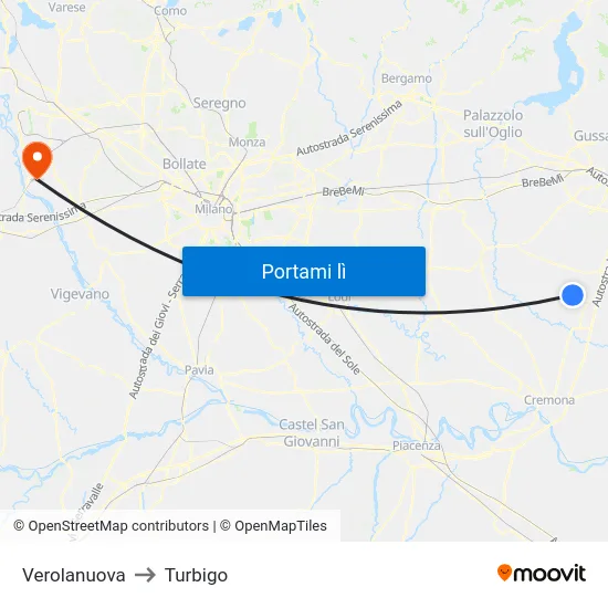 Verolanuova to Turbigo map