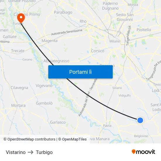 Vistarino to Turbigo map