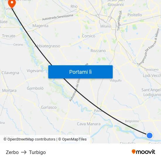 Zerbo to Turbigo map