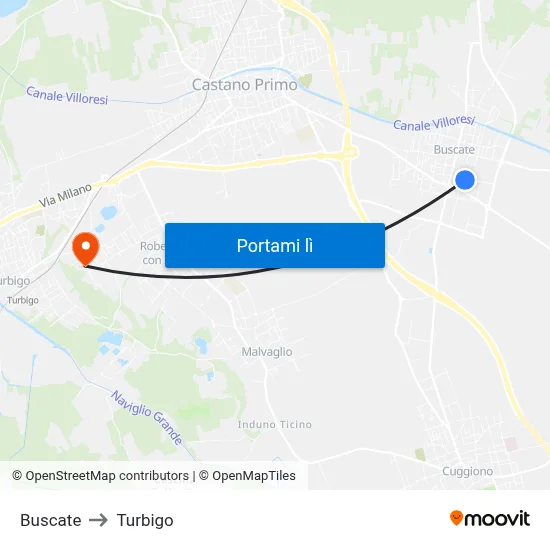 Buscate to Turbigo map