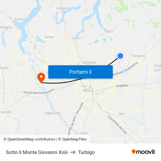 Sotto Il Monte Giovanni Xxiii to Turbigo map