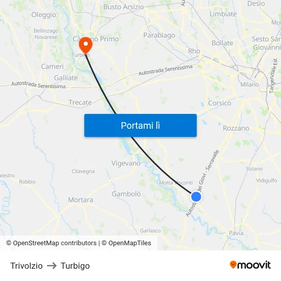 Trivolzio to Turbigo map